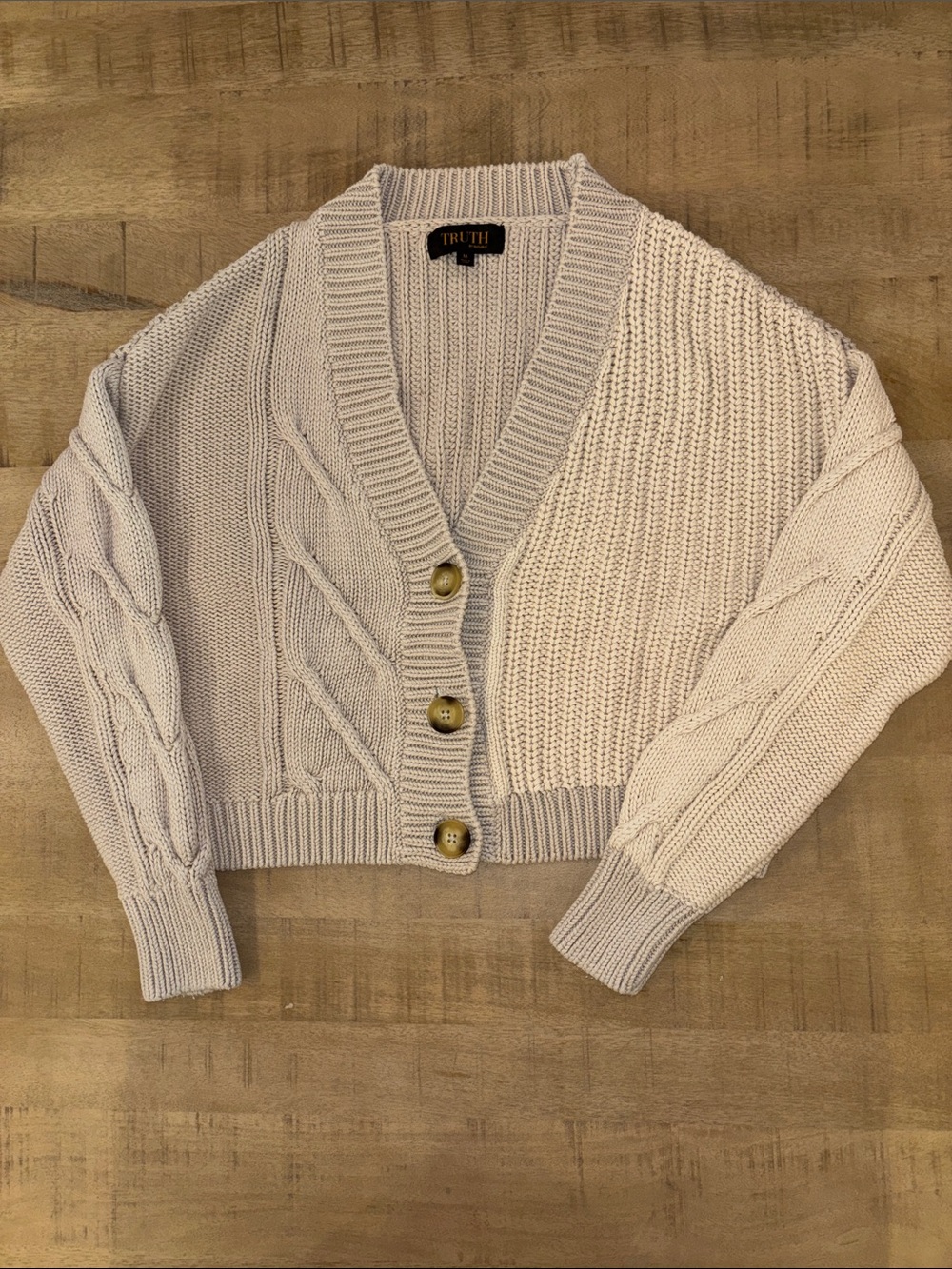 TRUTH by Republic Chunky Knit Colorblock Cardigan Medium 100% Cotton Fall